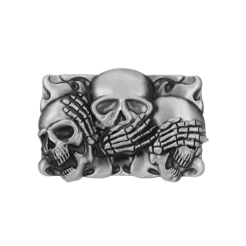 KDG Western cowboy belt buckle for belt accessories Custom buckle (Three Skull Head) - Image 1